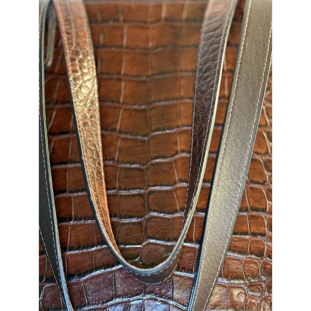 Jack‎ Georges Croco Embossed Leather Business Tote Ladies Laptop Briefcase